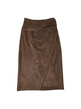 Abercrombie & Fitch Vegan Suede Midi Skirt Ruched Quiet Luxury Size Small